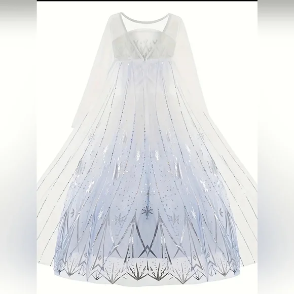 Sparkling Winter Princess Tutu Dress with Snowflake Pattern - 9-10 Years - Picture 3 of 10